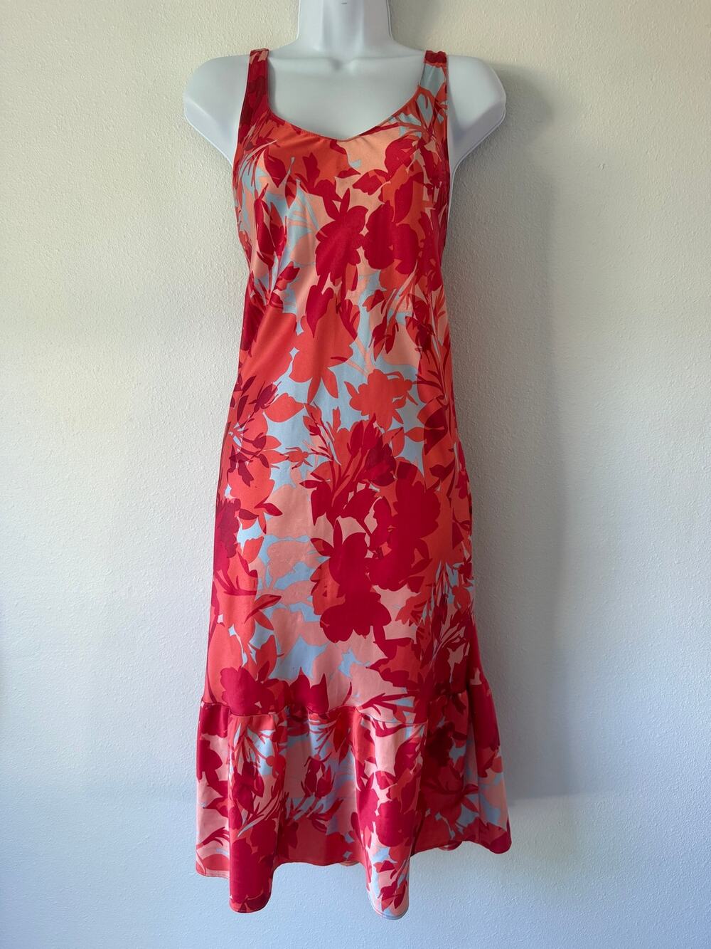 Cabernet by Sleep Sense Pink Orange Silky Satin Nightgown Chemise Floral Print S